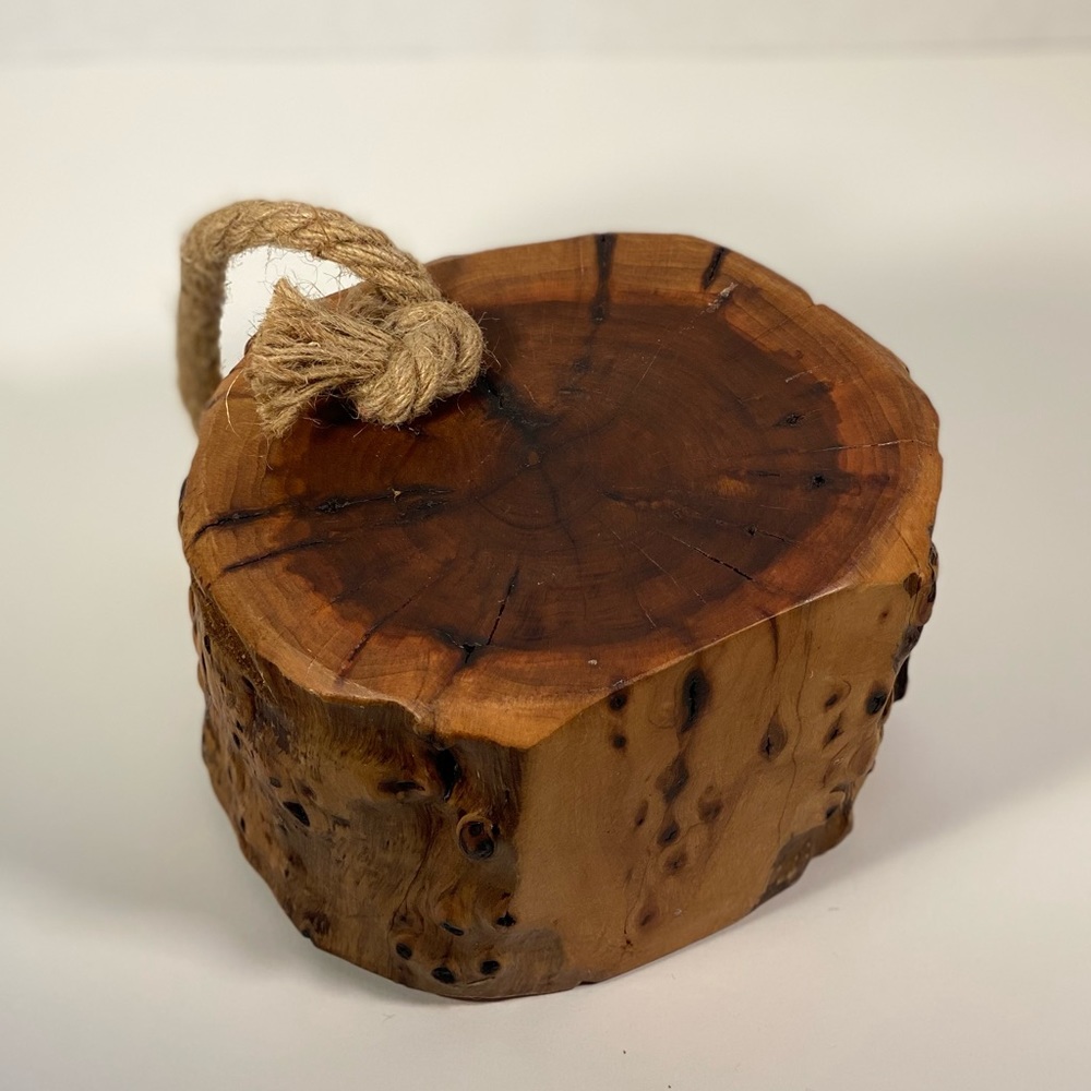 DECORATIVE RUSTIC WOOD CHUNK SLAB WITH ROP - Picture 9 of 16